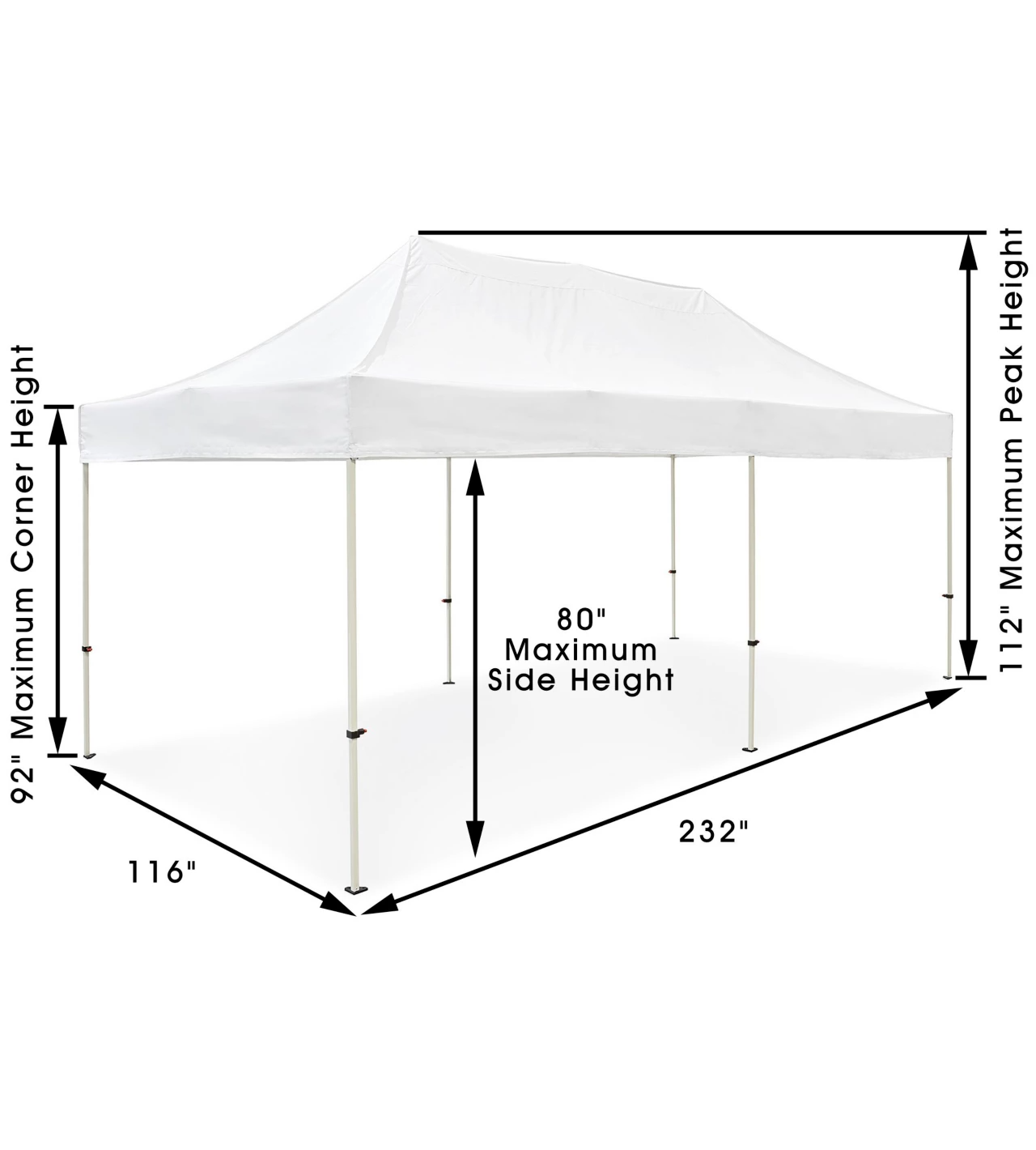 White Steel Frame Canopy - 10'x20'
