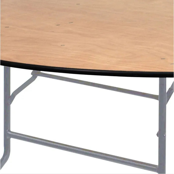 60" Round Wood Folding Table Rubber Edge