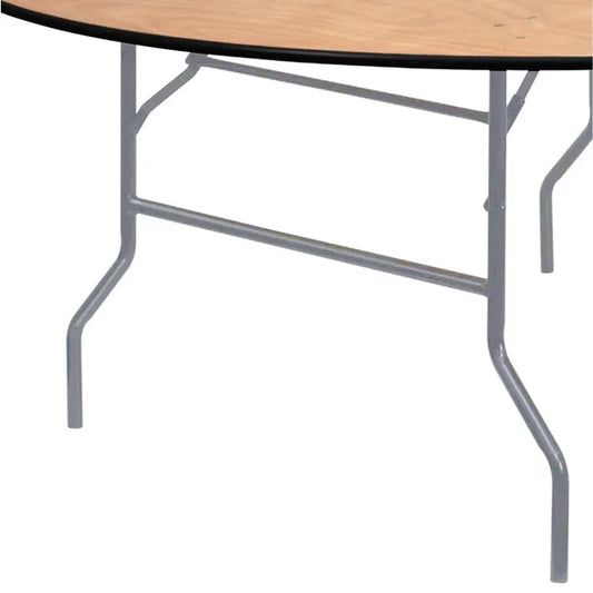 60" Round Wood Folding Table Rubber Edge