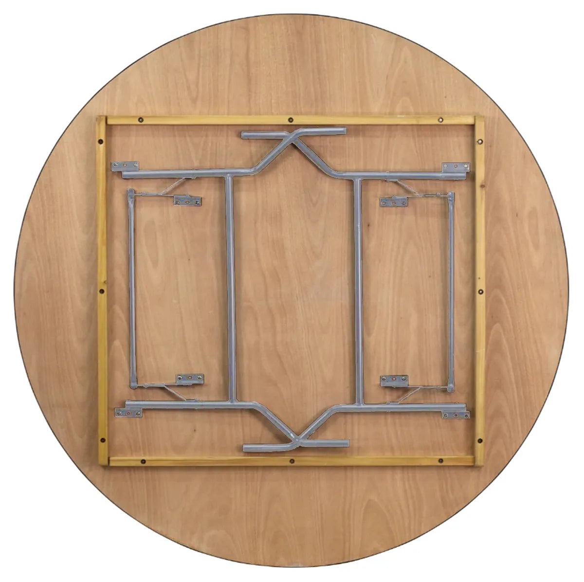 60" Round Wood Folding Table Rubber Edge