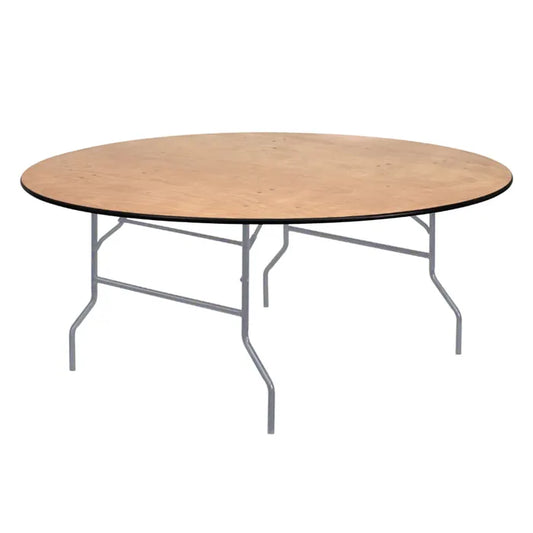 60" Round Wood Folding Table Rubber Edge